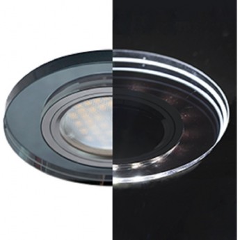 Светильник ECOLA MR16 LD1650 GU5.3 Glass Стекло с подсветкой Круг Черный / Черный хром 25x95 (кd74)